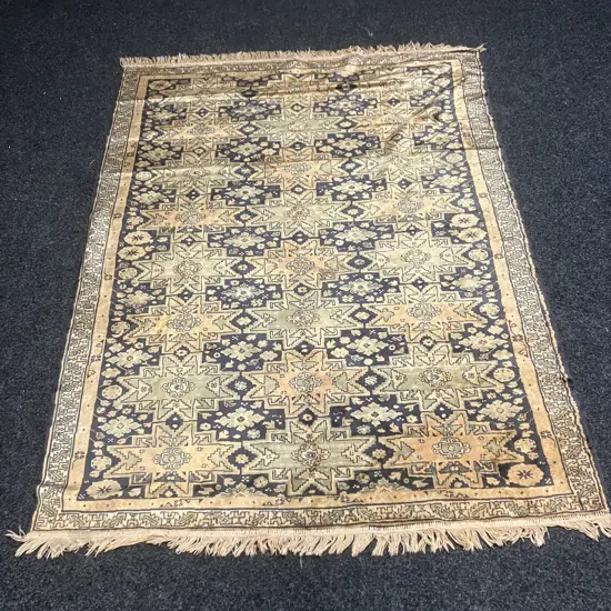 Belgium Persian Style Rug, 180 x 140cm, Gold & Black, 35+ Years, Okay Condition
