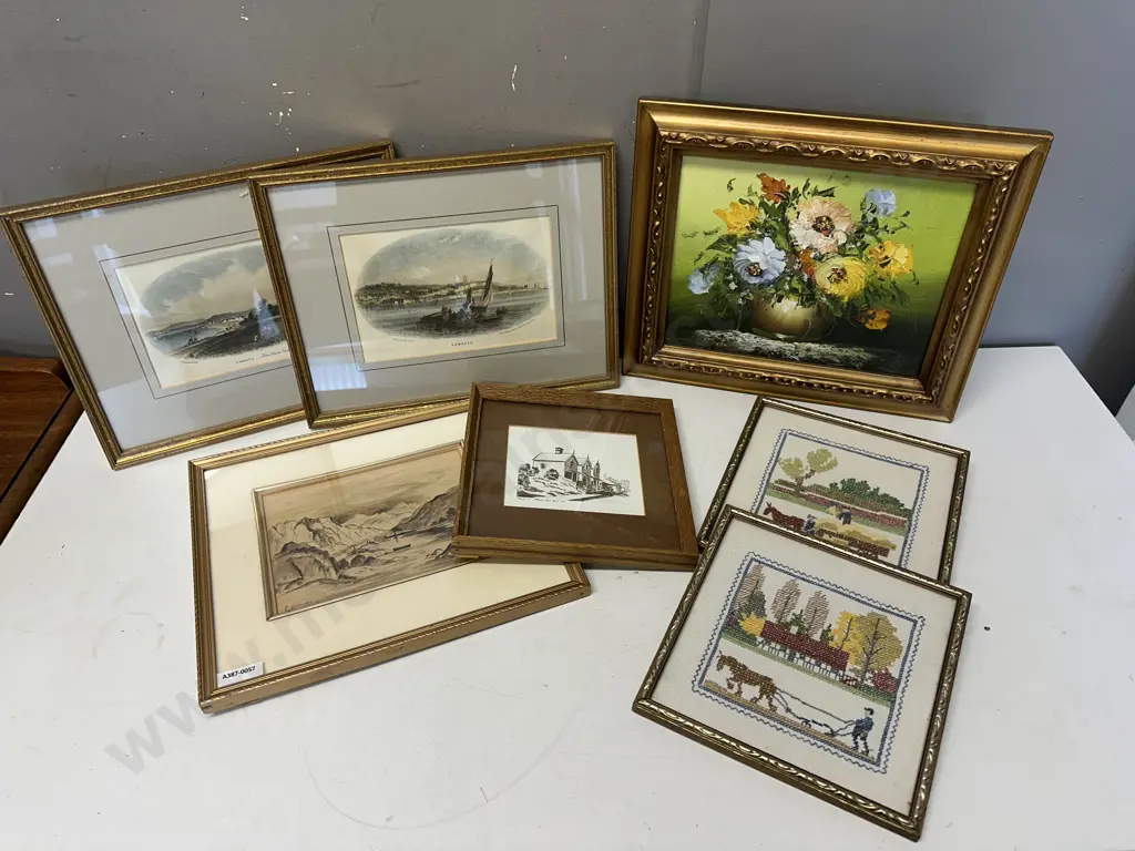 Assorted Vintage Artwork Including E.Brooke 1915, Still Life Etc Image 1++