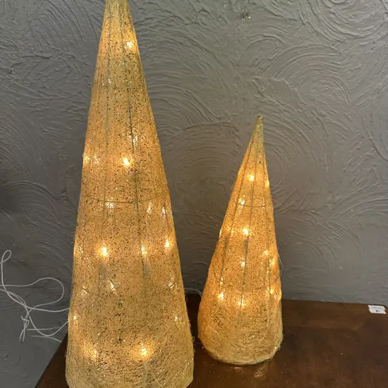 Decorative Gold/Glitter Christmas Trees. H41&60cm.