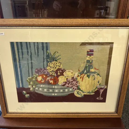 Vintage Framed 'Still Life' Cross Stitch. 55 x 71cm