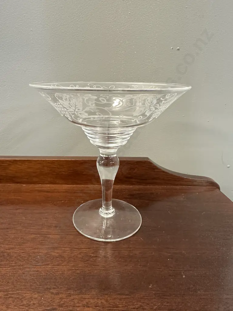 Vintage Stuart Crystal Compote Bowl Grape Design H17cm. (Sold with -21) Image 1++