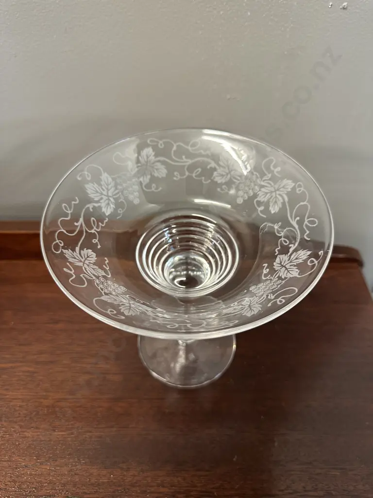 Vintage Stuart Crystal Compote Bowl Grape Design H17cm. (Sold with -21) Image 1++