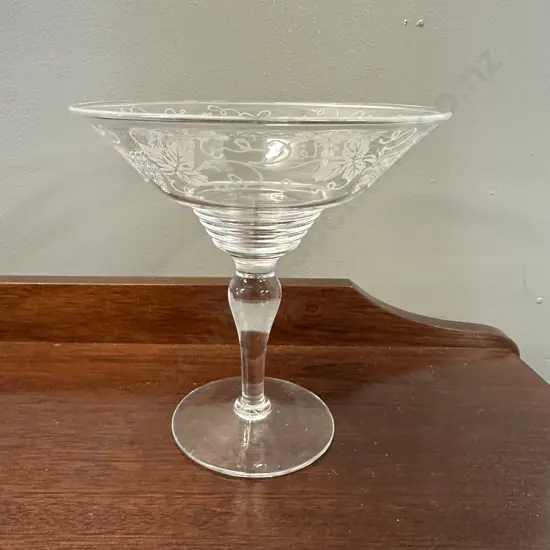 Vintage Stuart Crystal Compote Bowl Grape Design H17cm. (Sold with -21)