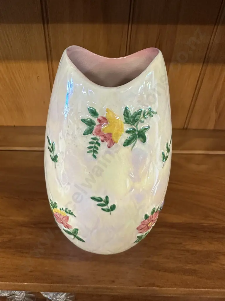 Antique Maling Pottery Multi Coloured Lustre Floral Vase HH21cm Image 1++