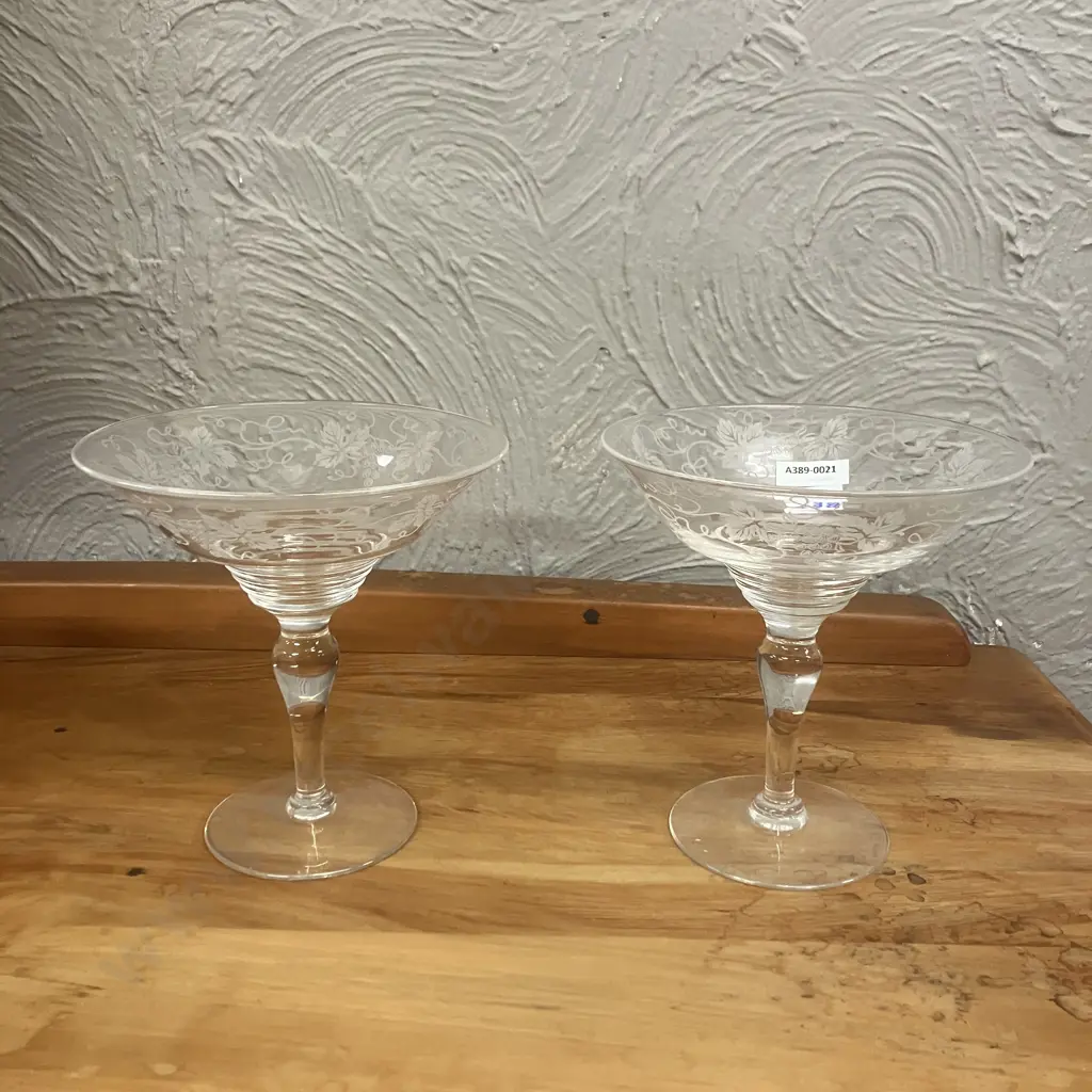 Pair of Stuart Crystal Compote Bowl Grape Design H17cm. Image 1++
