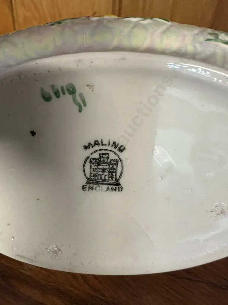 Antique Maling Pottery Multi Coloured Lustre Gondola Shape H13,W32cm. Image 1++