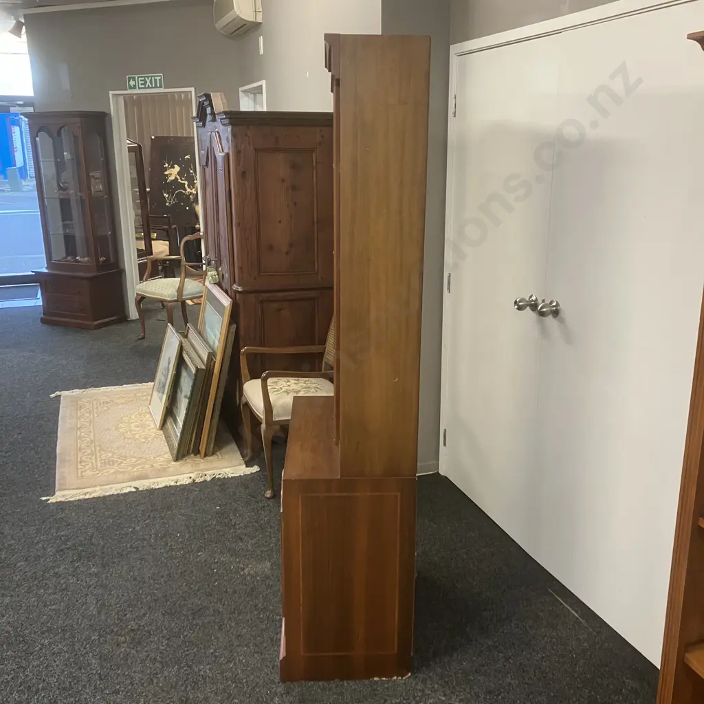 Ethan Allen Georgian Court Style Mahogany Double Cabinet With Bookcase Top. H190 W76 D43cm Image 1++