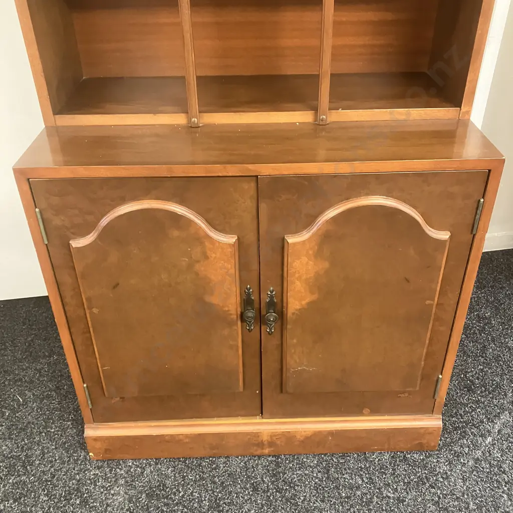 Ethan Allen Georgian Court Style Mahogany Double Cabinet With Bookcase Top. H190 W76 D43cm Image 1++
