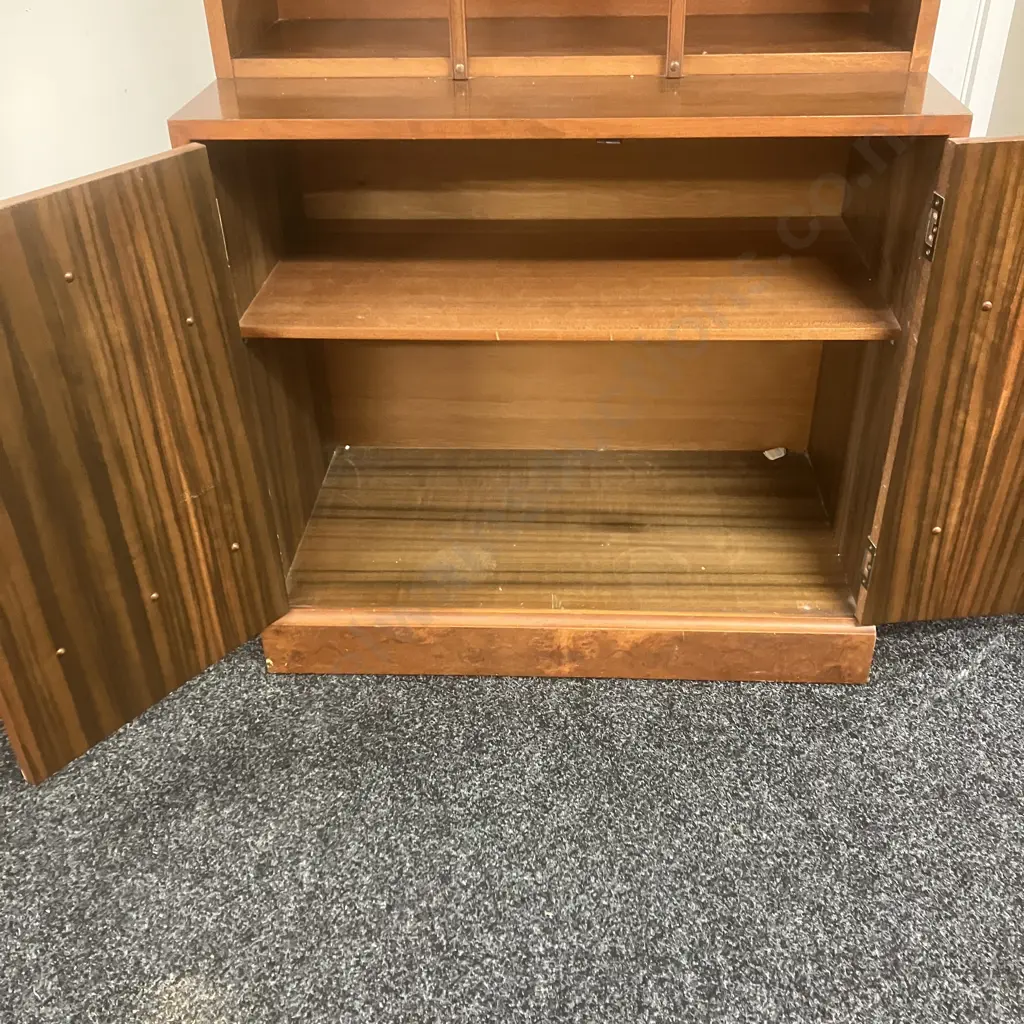 Ethan Allen Georgian Court Style Mahogany Double Cabinet With Bookcase Top. H190 W76 D43cm Image 1++
