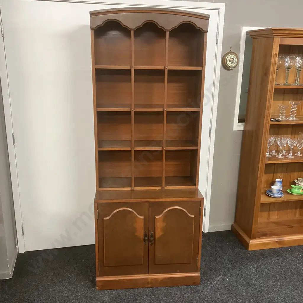 Ethan Allen Georgian Court Style Mahogany Double Cabinet With Bookcase Top. H190 W76 D43cm Image 1++
