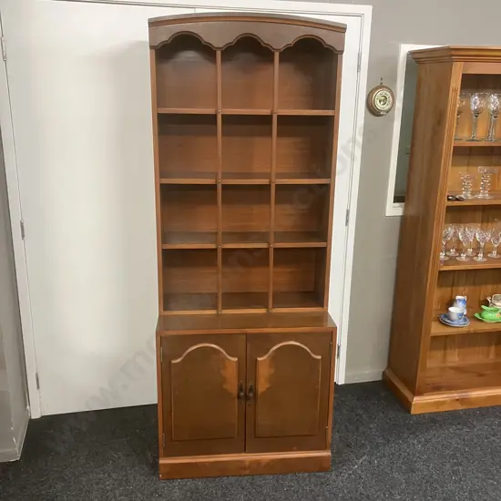 Ethan Allen Georgian Court Style Mahogany Double Cabinet With Bookcase Top. H190 W76 D43cm