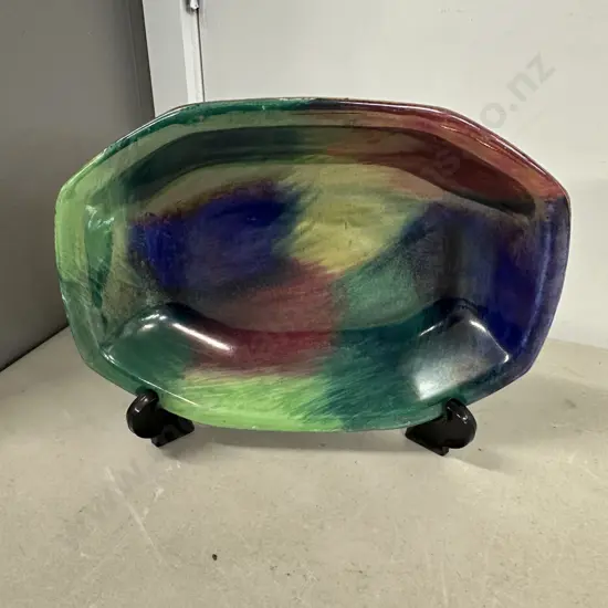 Art Deco Maling Lustre Ware Bowl #5254 H4,L26,D19.