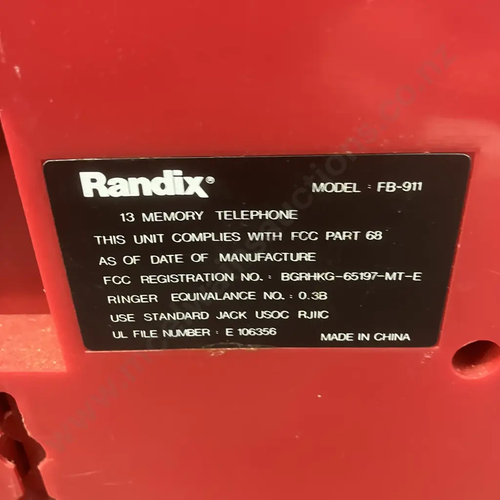 Vintage RANDIX FB-911 Fire Alarm Box Push Button Telephone, Red Landline (Hinges Broken, Case Cracked) Image 1++