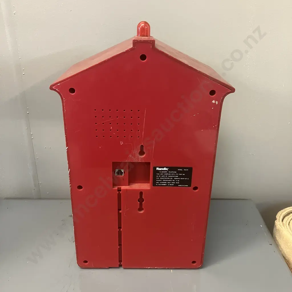 Vintage RANDIX FB-911 Fire Alarm Box Push Button Telephone, Red Landline (Hinges Broken, Case Cracked) Image 1++