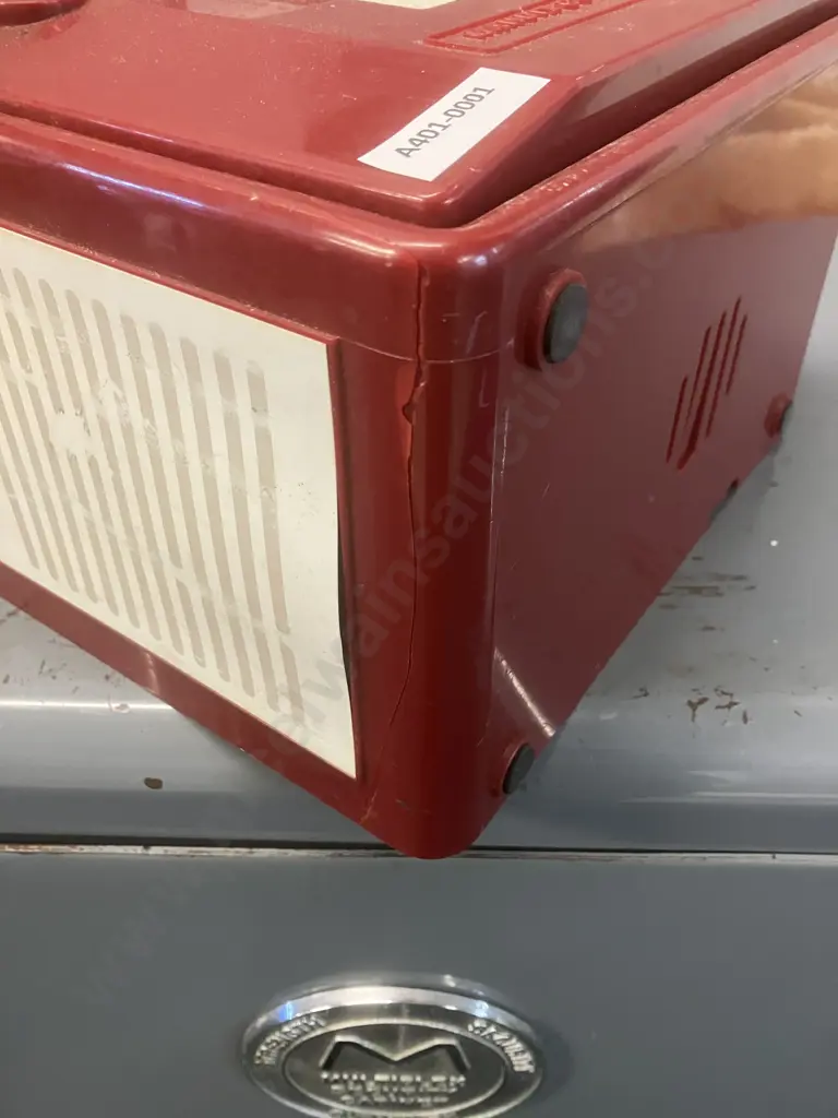 Vintage RANDIX FB-911 Fire Alarm Box Push Button Telephone, Red Landline (Hinges Broken, Case Cracked) Image 1++