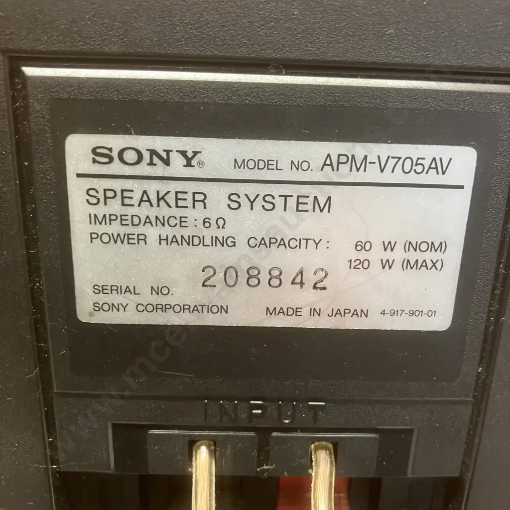 SONY AV APM-V705AV Speaker System Bass-Reflex 3Way, 6Ohm 60W (NOM) 120W (MAX) Made In Japan Image 1++
