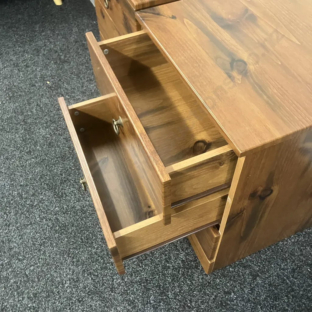 Pair of Wood Effect 3 Drawer Bedsides. H59 W46 D40cm Image 1++