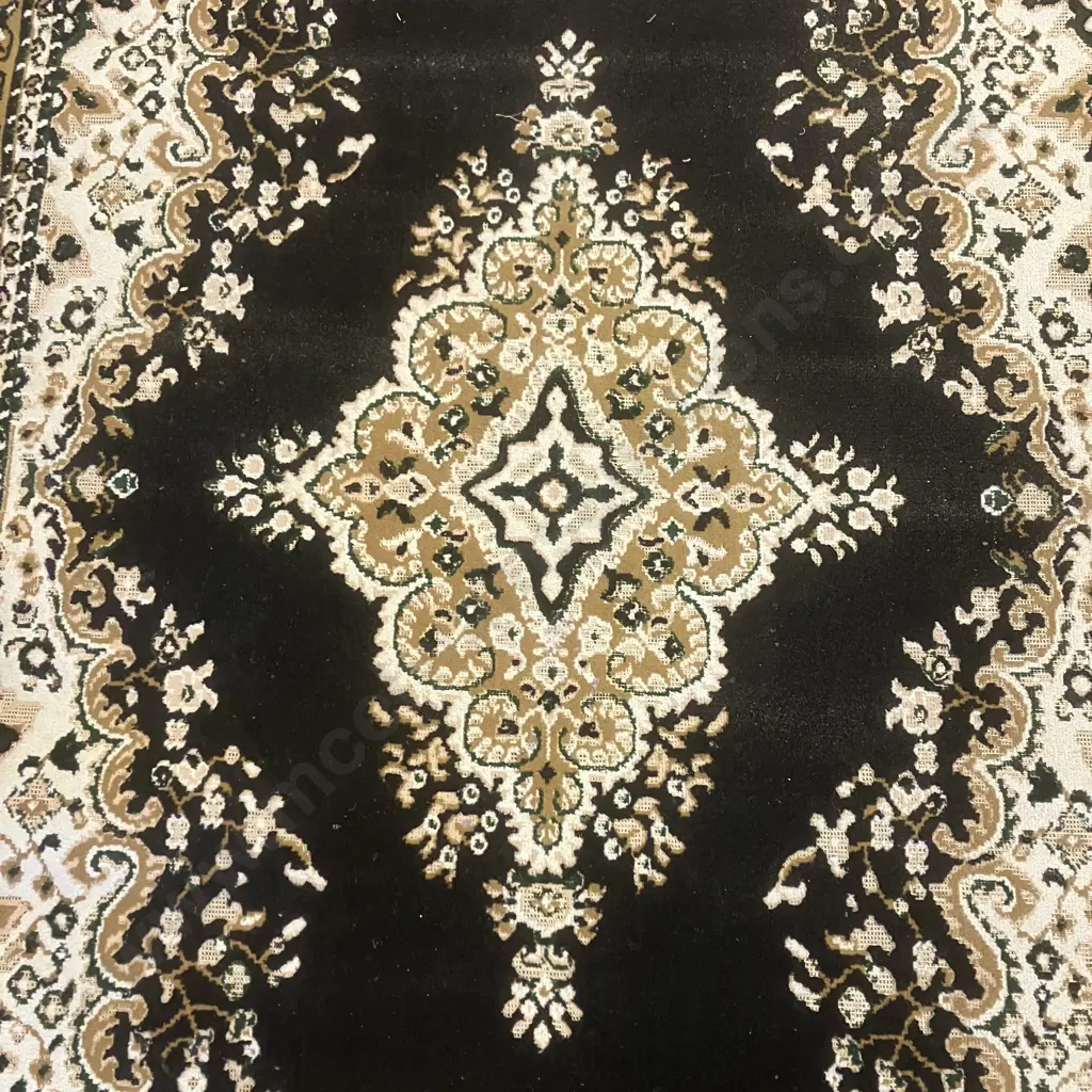 Floor Rug - Black / Tan / Cream Tones. 122 x 160cm Image 1++
