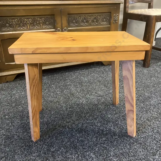 Mid Century Pine Side Table. H43 W50 D28.5cm