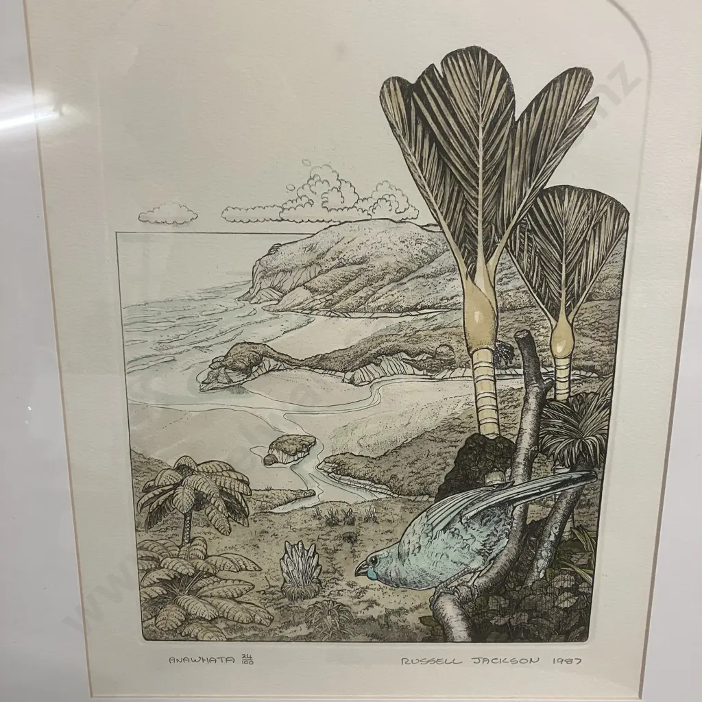 Russell Jackson 'Anawhata' Framed Etching, 24/100. Title Inscribed, Signed & Dated 1987. 56 x 45cm Image 1++