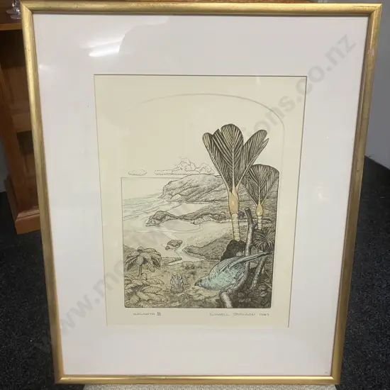 Russell Jackson 'Anawhata' Framed Etching, 24/100. Title Inscribed, Signed & Dated 1987. 56 x 45cm