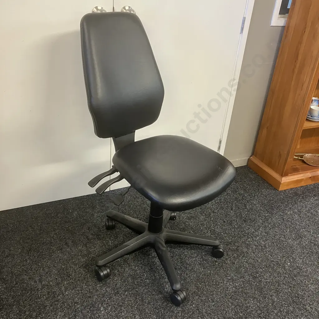 Black Leather High Back Ergonomic Office Chair, 3 Lever Image 1++