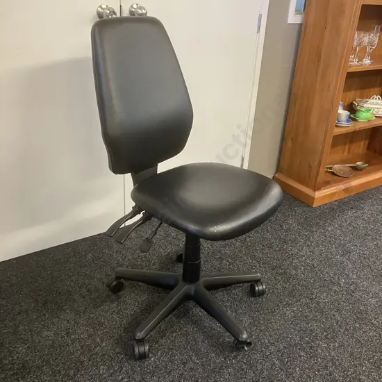 Black Leather High Back Ergonomic Office Chair, 3 Lever
