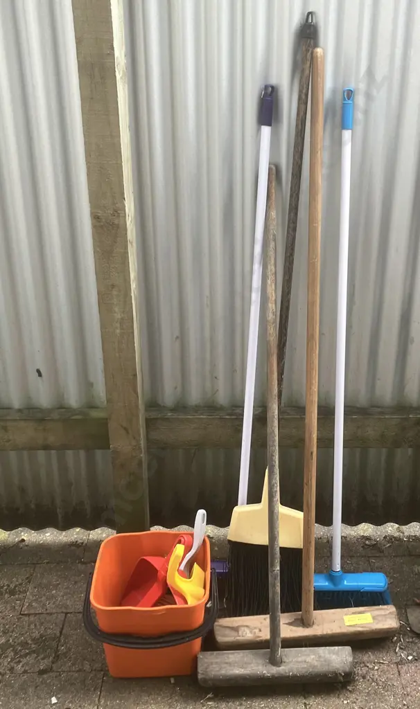 Brooms & Bucket With Dustpans Image 1++