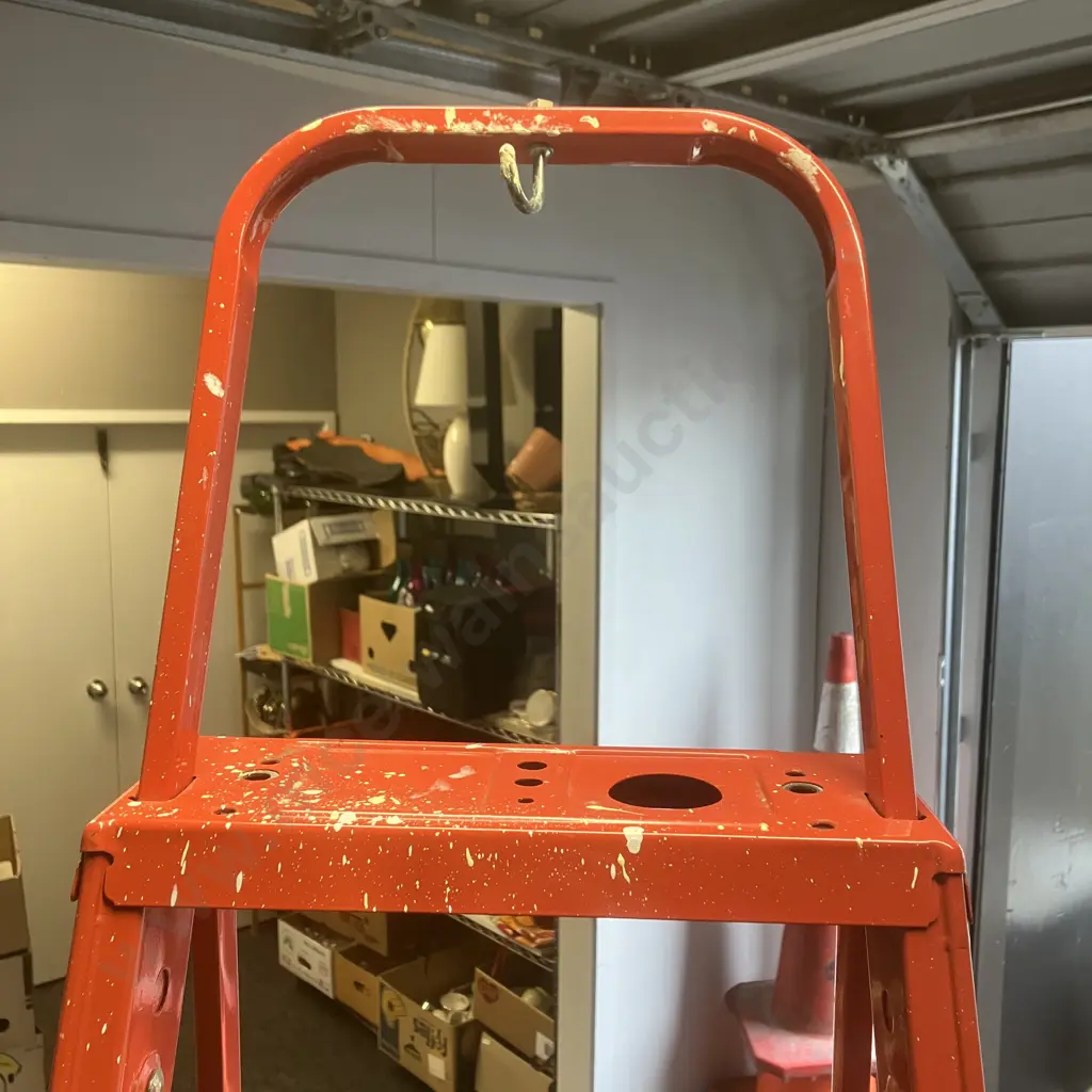 Vintage 6 Step Ladder, Orange With Galv Steps Image 1++