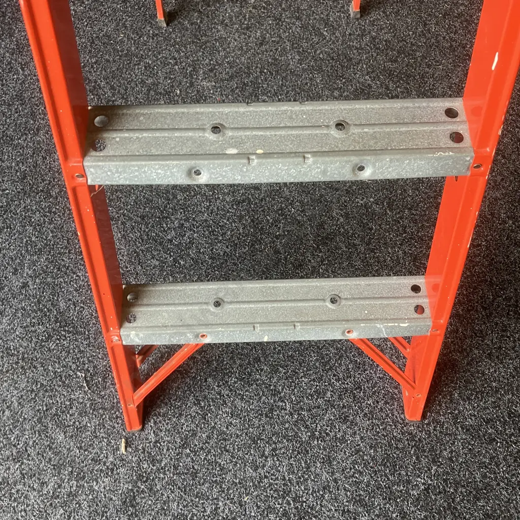 Vintage 6 Step Ladder, Orange With Galv Steps Image 1++