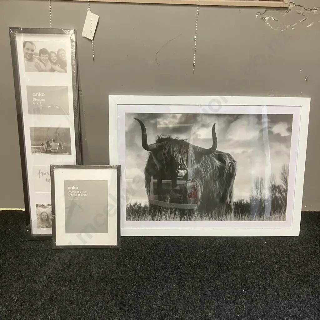 Highland Cow Print 65 x 90cm With 2 x Photo Frames Image 1++
