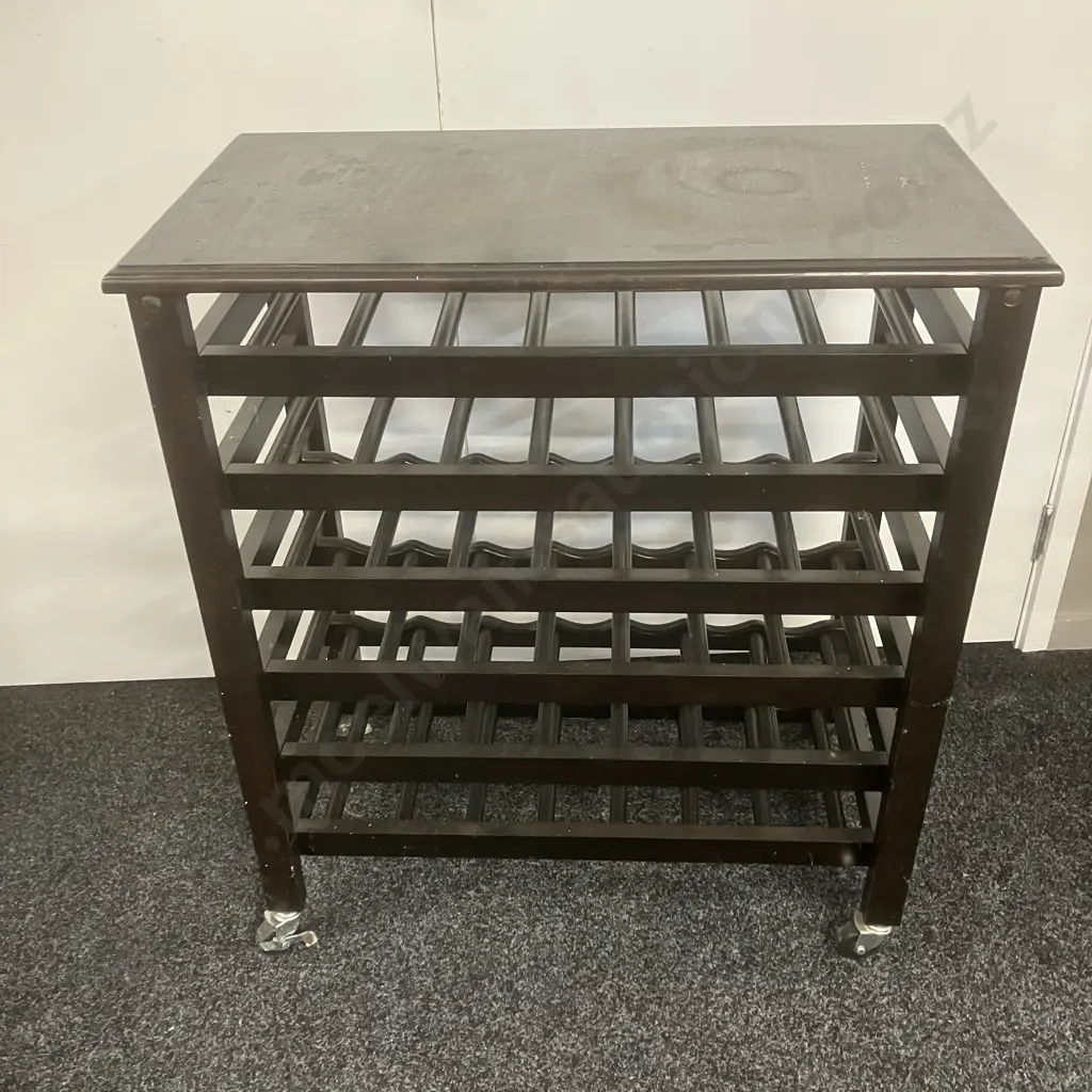 42 Bottle Wine Rack On Wheels. H85 W75 D40cm Image 1++