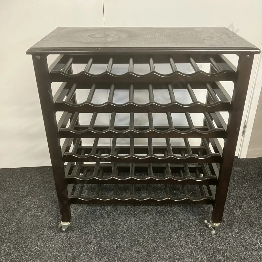 42 Bottle Wine Rack On Wheels. H85 W75 D40cm Image 1++