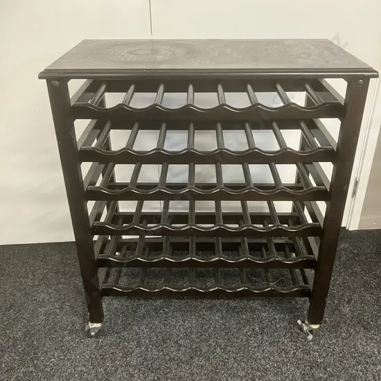 42 Bottle Wine Rack On Wheels. H85 W75 D40cm