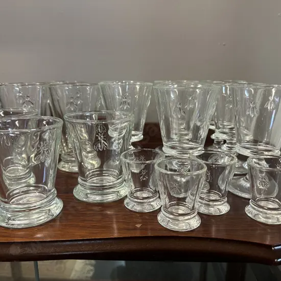 Assorted La Rochere Footed Bee Glasses Including Wine, Tumblers Etc