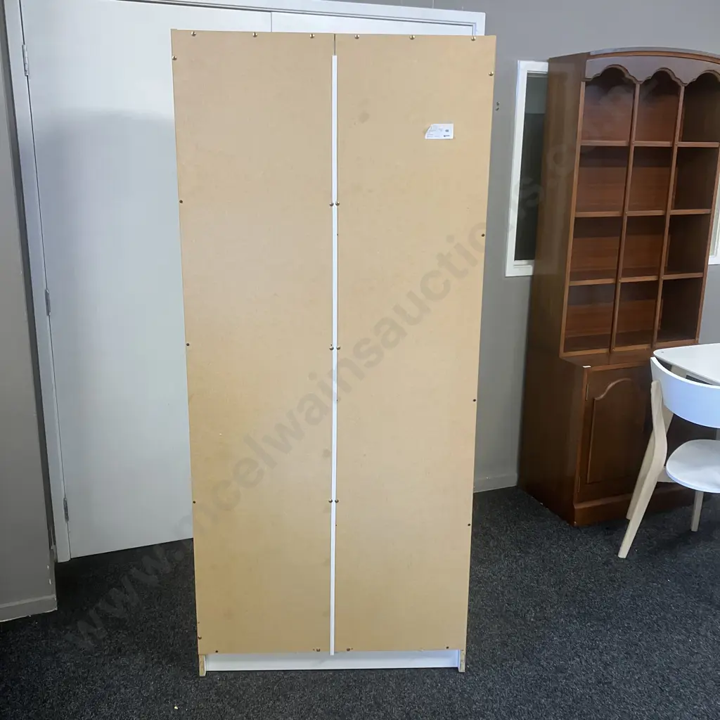 White Double Door Cupboard, 3 Shelves. H182 W79 D41.5cm Image 1++
