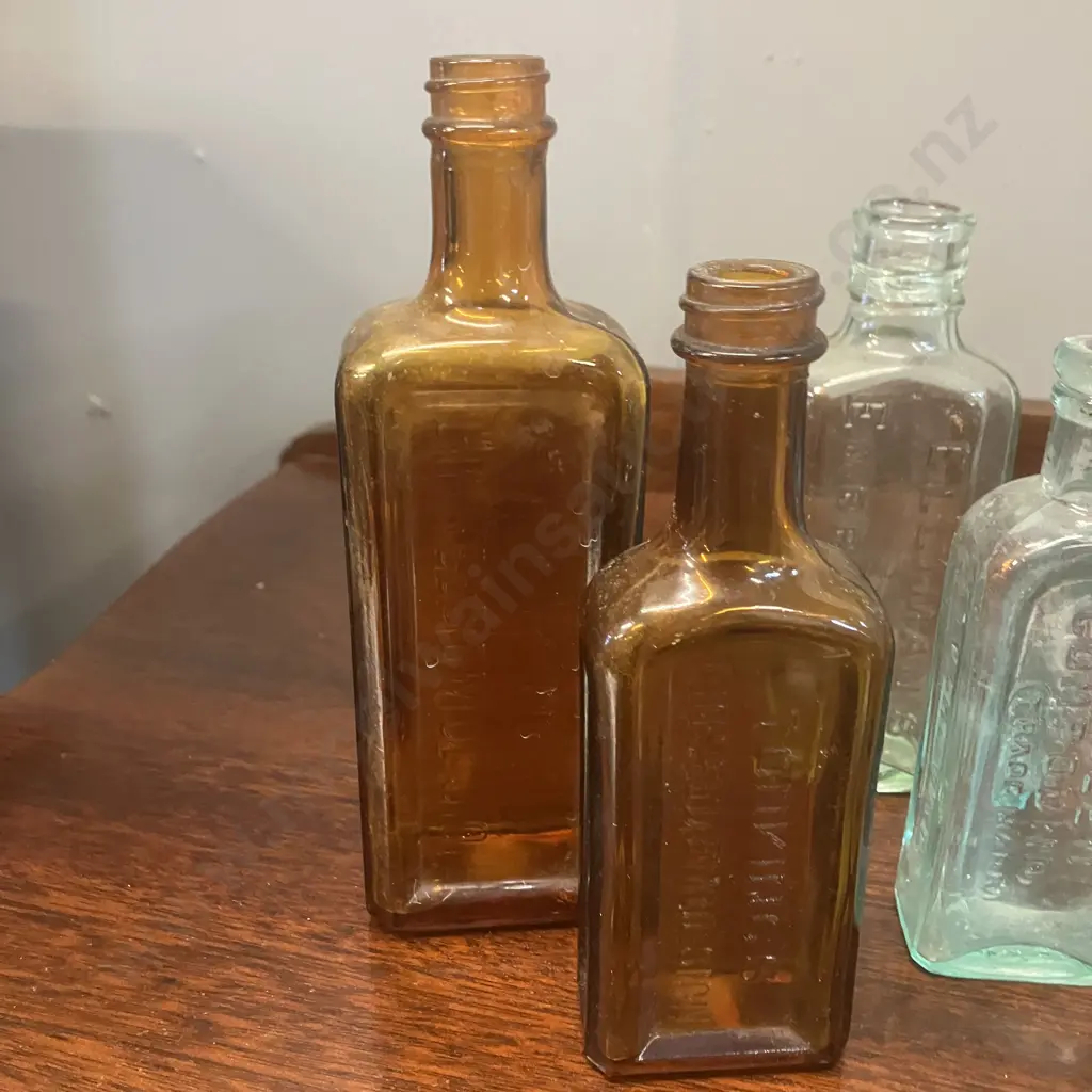 Victorian Pacolol Aqua Poison Bottle, Mrs Winslow's Soothing Syrup, Aqua Barry's Tricopherous Bottle Etc Image 1++