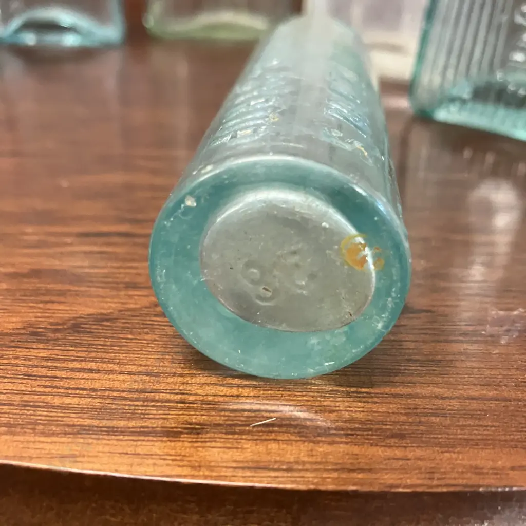 Victorian Pacolol Aqua Poison Bottle, Mrs Winslow's Soothing Syrup, Aqua Barry's Tricopherous Bottle Etc Image 1++