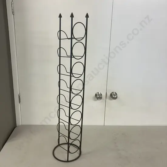 8 Bottle Black Metal Wine Rack. H102cm
