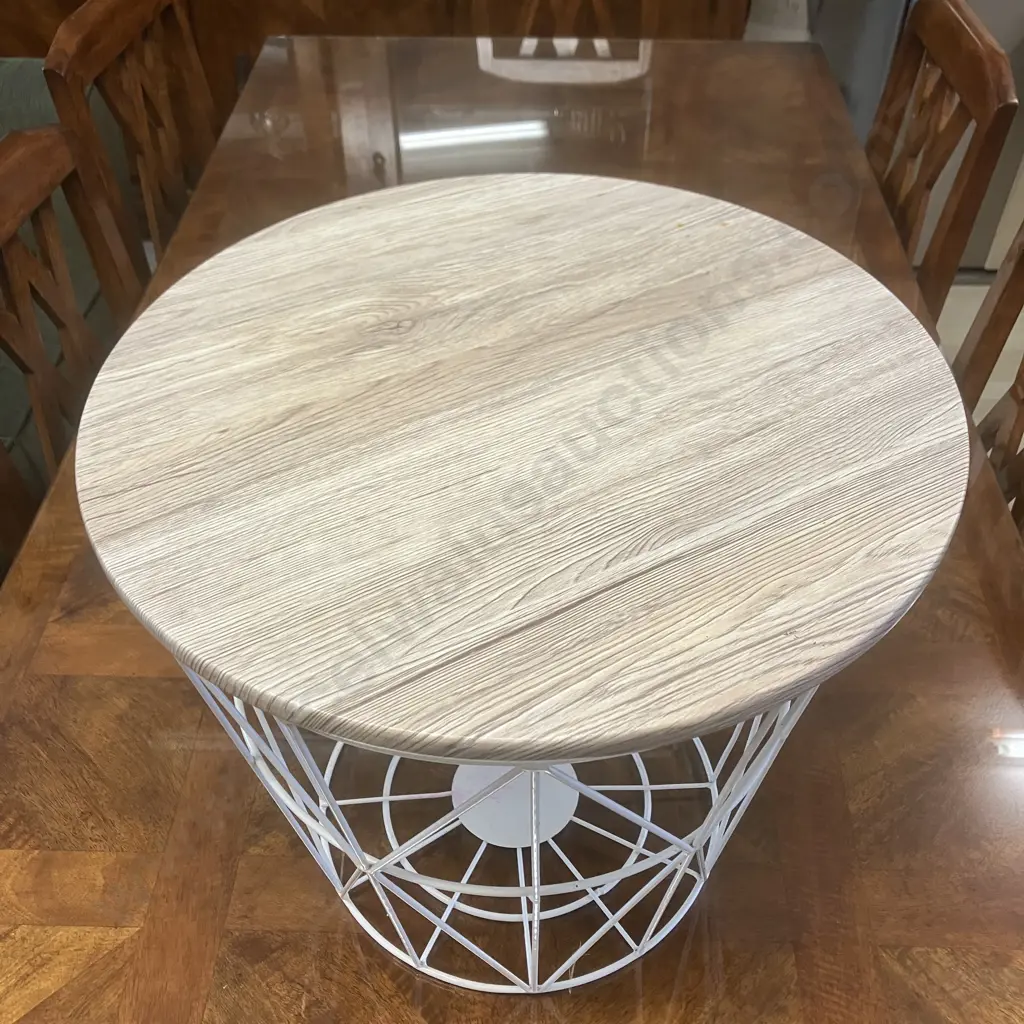 White Wire Base Side Table. 42 x 48cm Image 1++