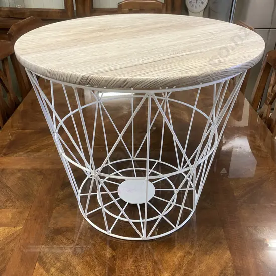White Wire Base Side Table. 42 x 48cm