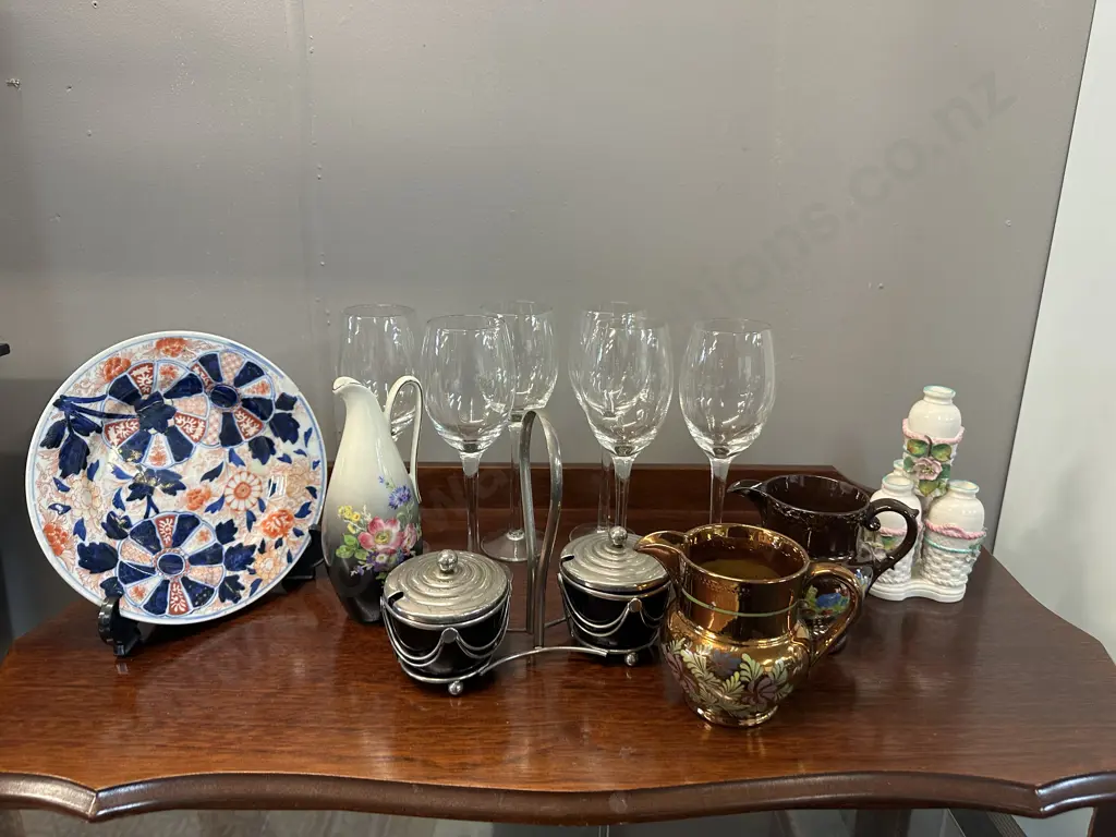 Box Lot Condiment Set, Glasses, Vases Etc Image 1++