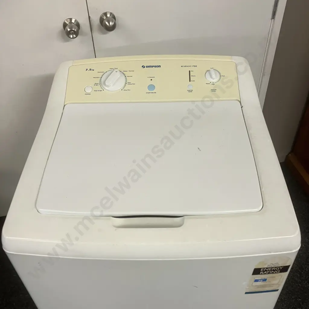 Simpson 7.5Kg Eziset 750 Top Loader Washing Machine. Model 22S750 Image 1++