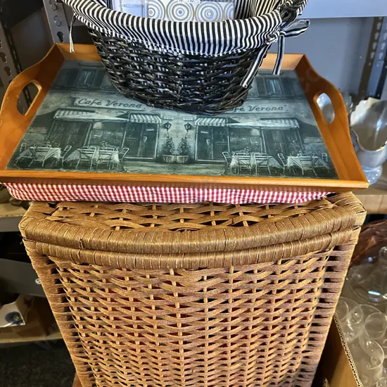 Vintage Cane Hamper, Dinner Tray, High Viz Etc