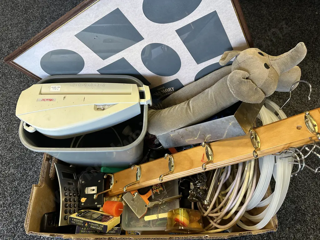 Box Lot, Coat Rack, Shredder, Stationery Etc Image 1++