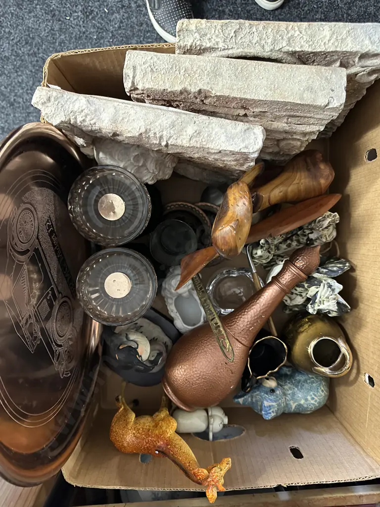 Box Of Ornaments, Candle Holders, China Items Etc Image 1++