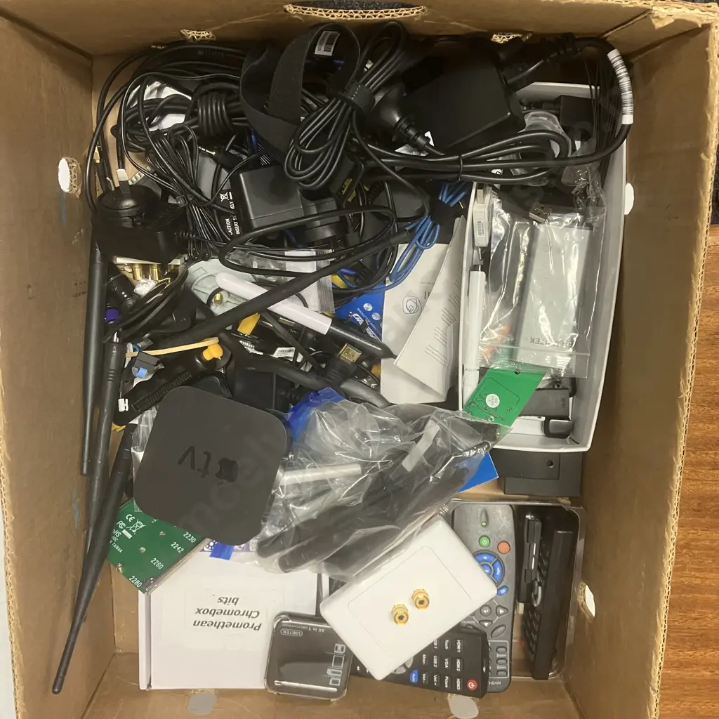 Box Lot Electronics, Apple TV, Leads  Etc Image 1++