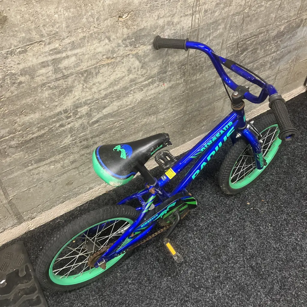 Kids Radius Dinosaur Blue & Green Bike Image 1++