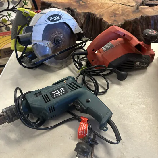 Assorted Power Tools Including Ryobi Drill, XUI Drill Etc