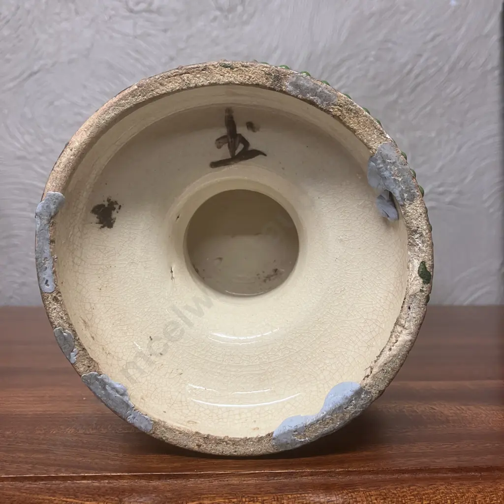 Antique Japanese Satsuma Vase Raised Floral Image With Handles H40cm. Image 1++